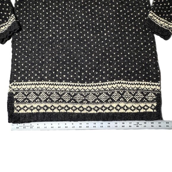 Ralph Lauren Country Black Cream Sweater Women Large Hand Knit Wool Silk Vintage - Picture 14 of 16